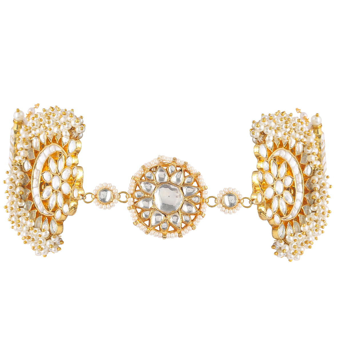 Orchid Studded Kundan Bridal Headband/Sheeshphool