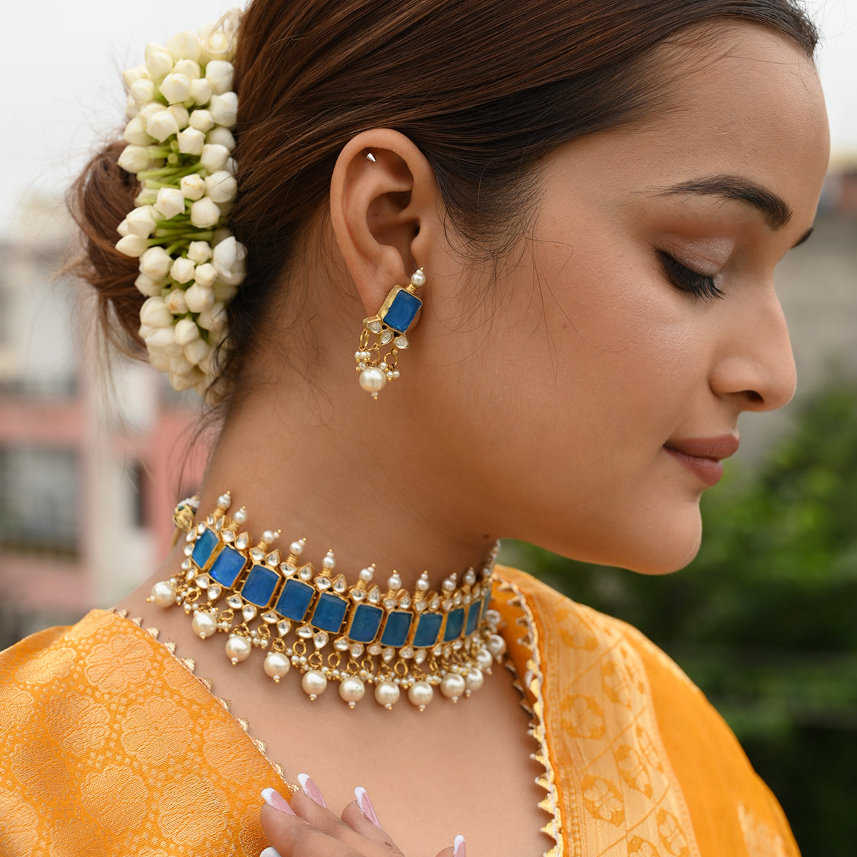 Suyasha Blue Kundan Choker Set