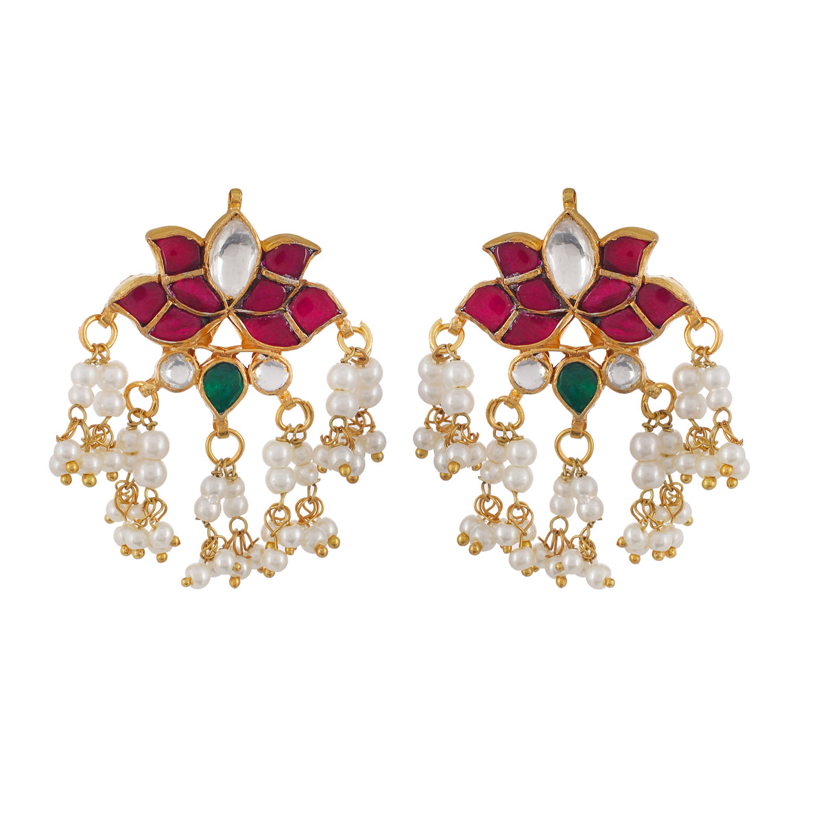Isabelle Lotua Multi Kundan Red Long Necklace Set