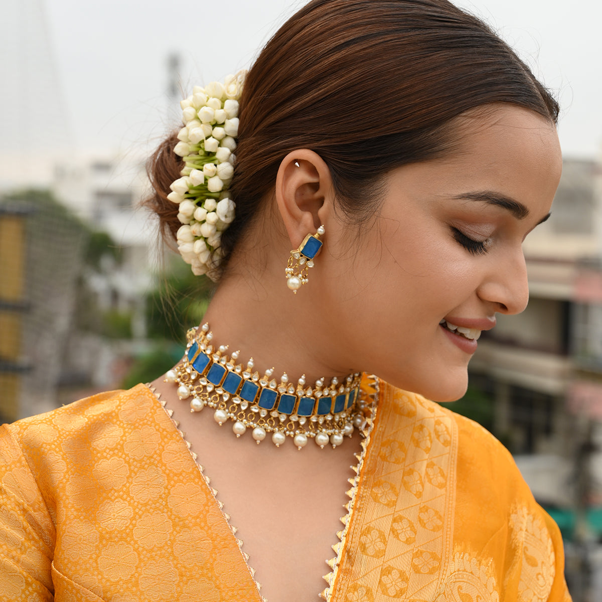 Suyasha Blue Kundan Choker Set