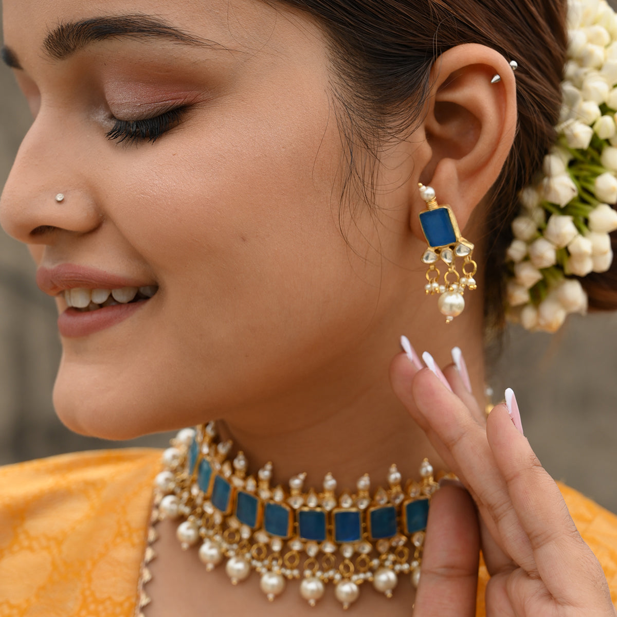 Suyasha Blue Kundan Choker Set