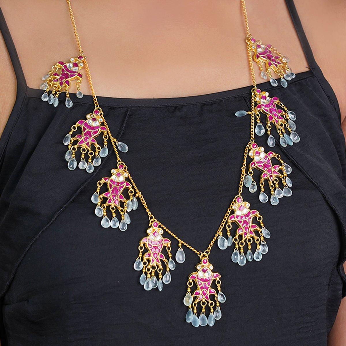 Sirra Pink Long Fish Necklace/Pendant