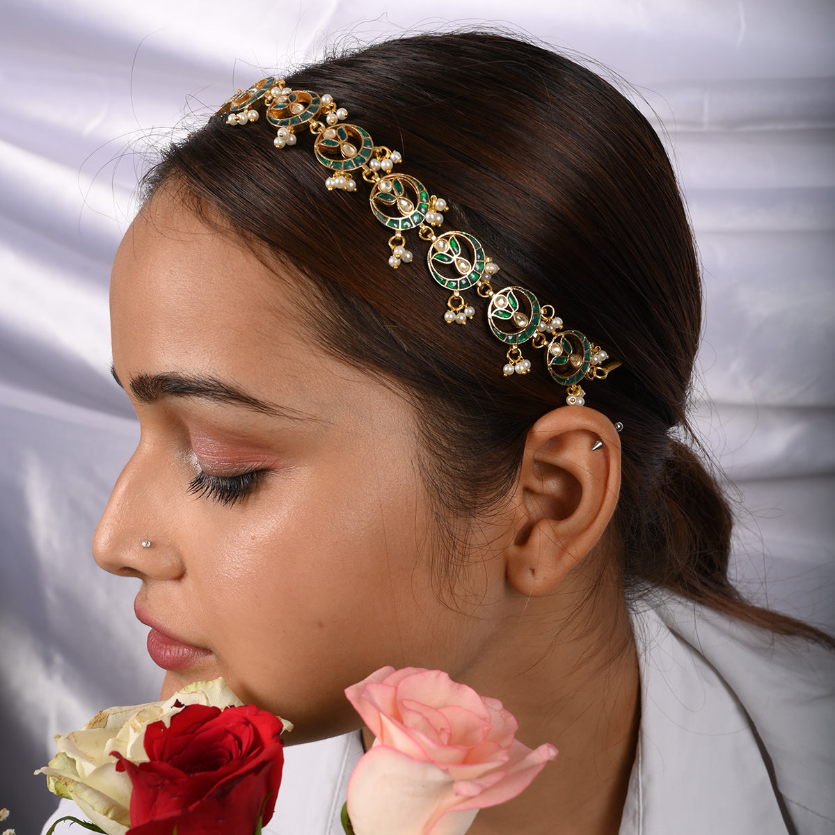 Cockscomb Green Headband/Sheeshphool