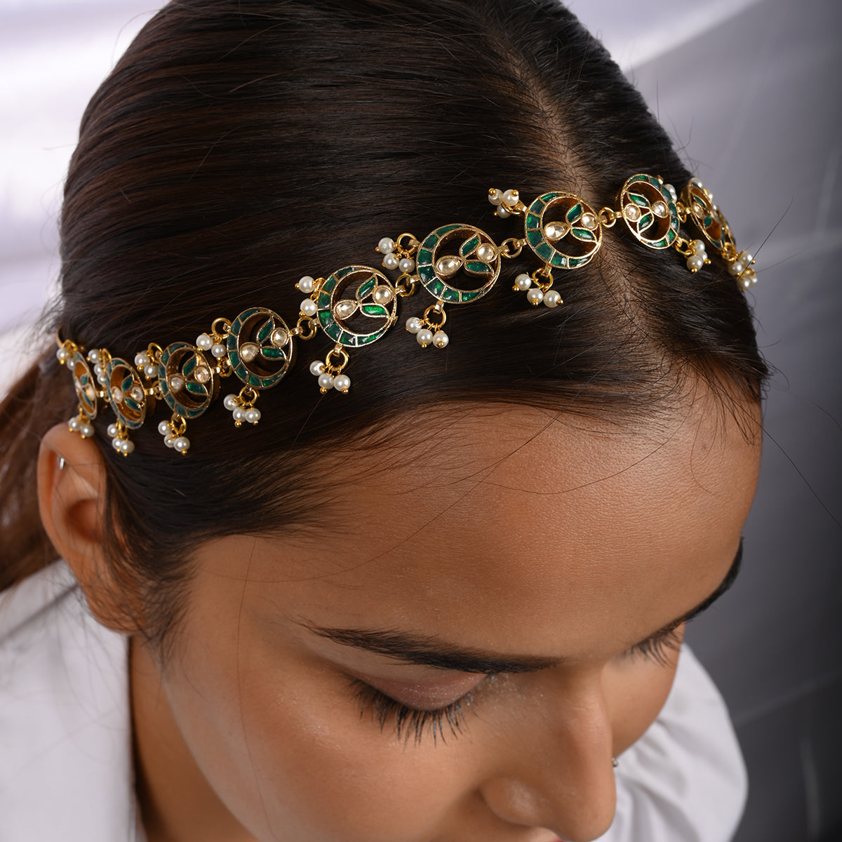 Cockscomb Green Headband/Sheeshphool