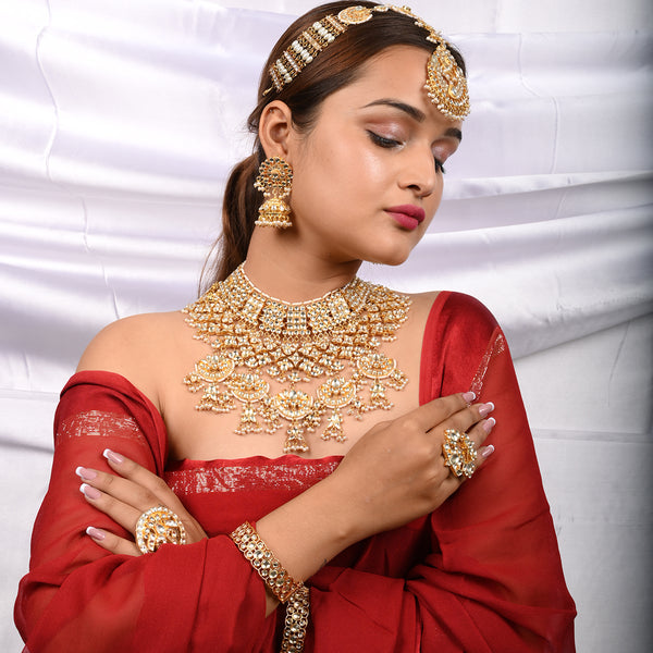 Chandini Lotus Bridal Necklace Set With Sheeshphool, Rings and Bangles