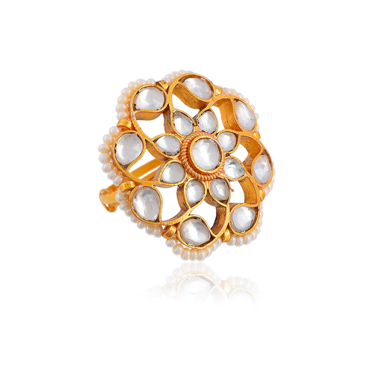 Konyak Pushp Jadau Kundan Ring