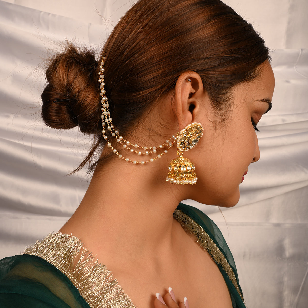 Chandran Pearl Kundan Head Chain