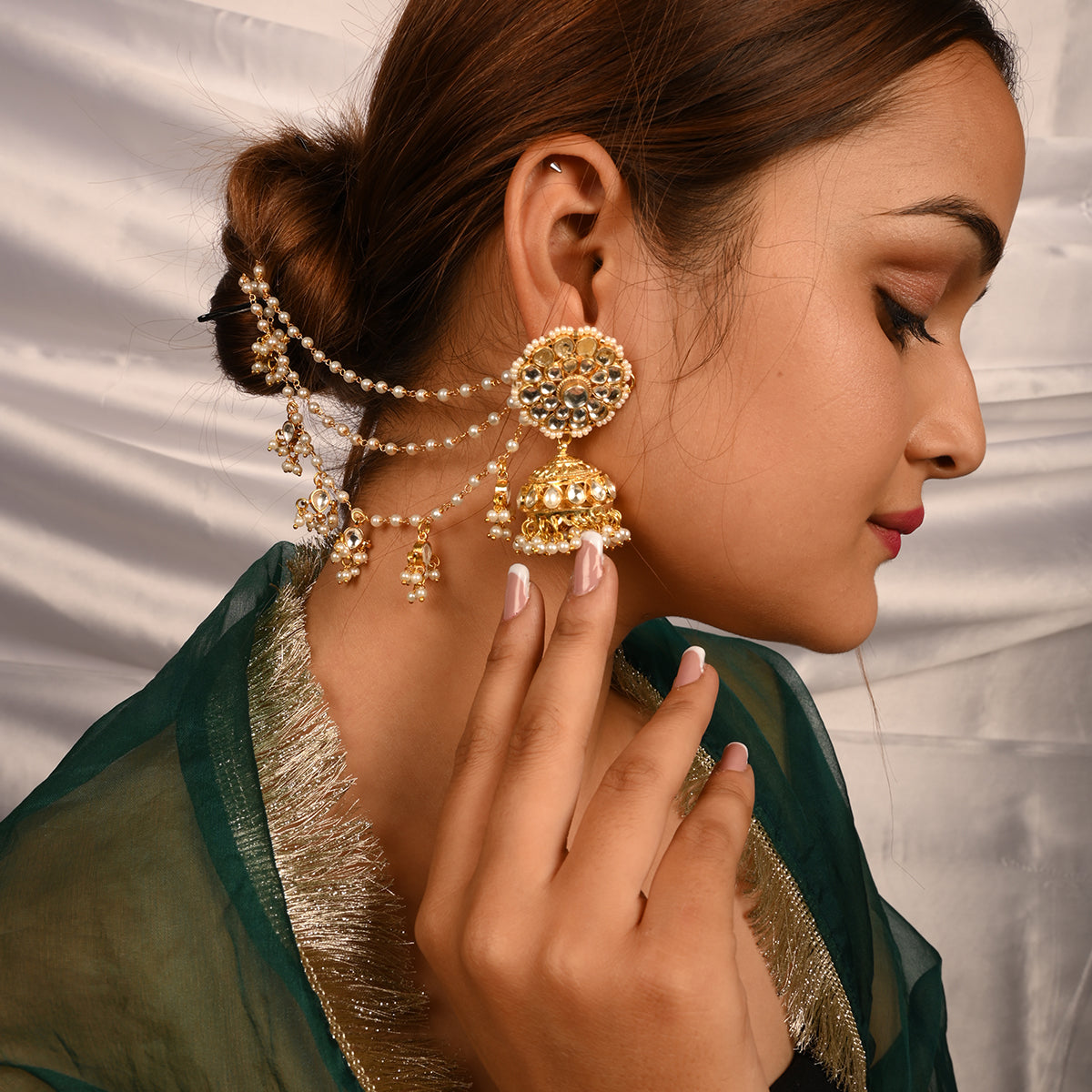 Daksh Kundan Jhumki Head Chain