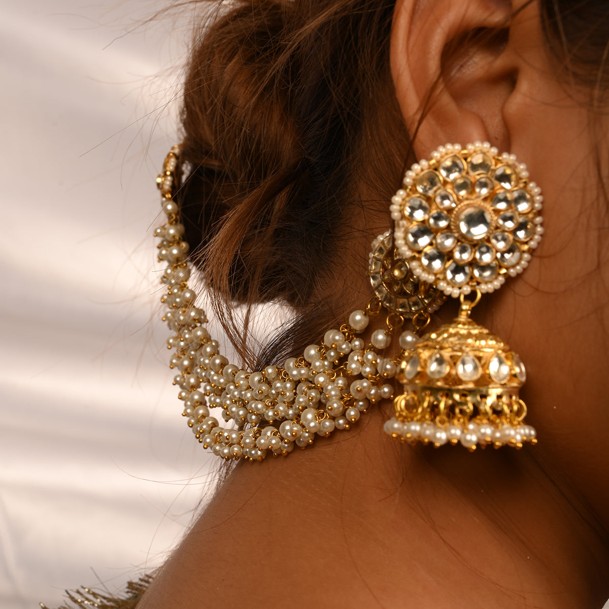 Harshil White Kundan Head Chain