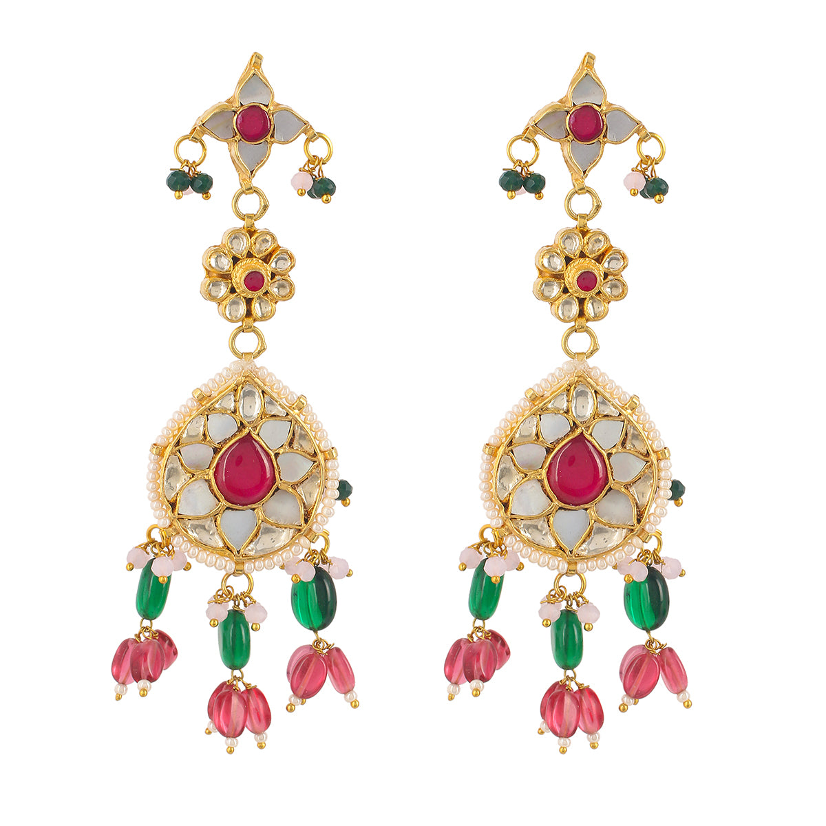 Niwai Mother of Pearl Ruby Kundan Choker Set