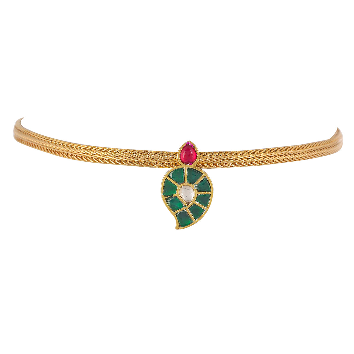 Arthur Gold Plated Green Kundan Mango Hasli