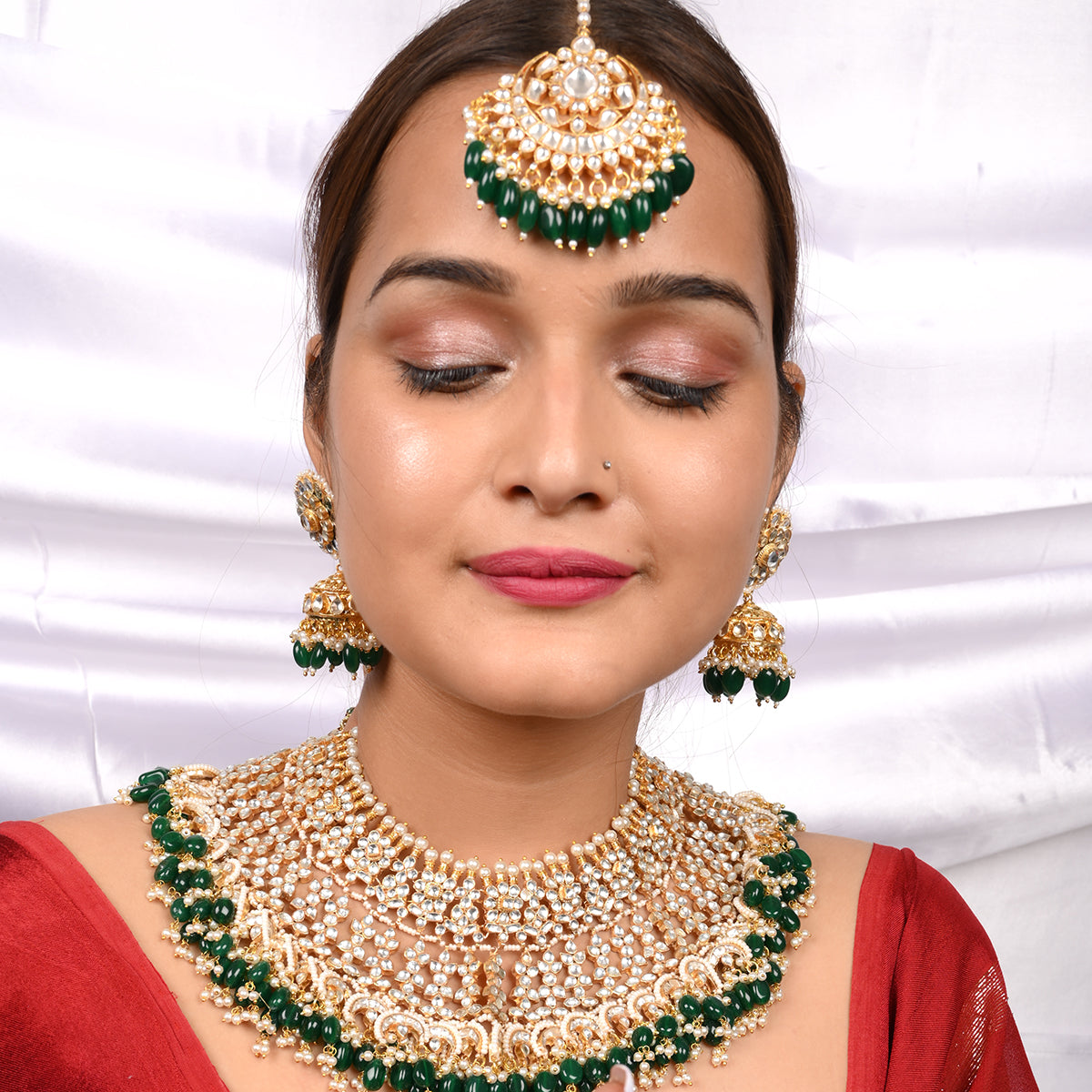 Nescion Surajmukhi Kundan Bridal Set with Tika