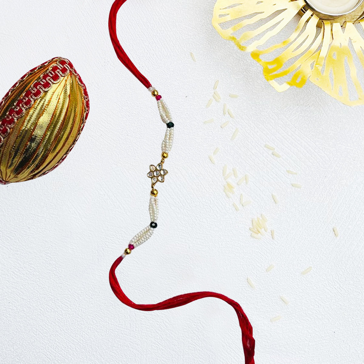 Deep Floral Kundan Rakhi
