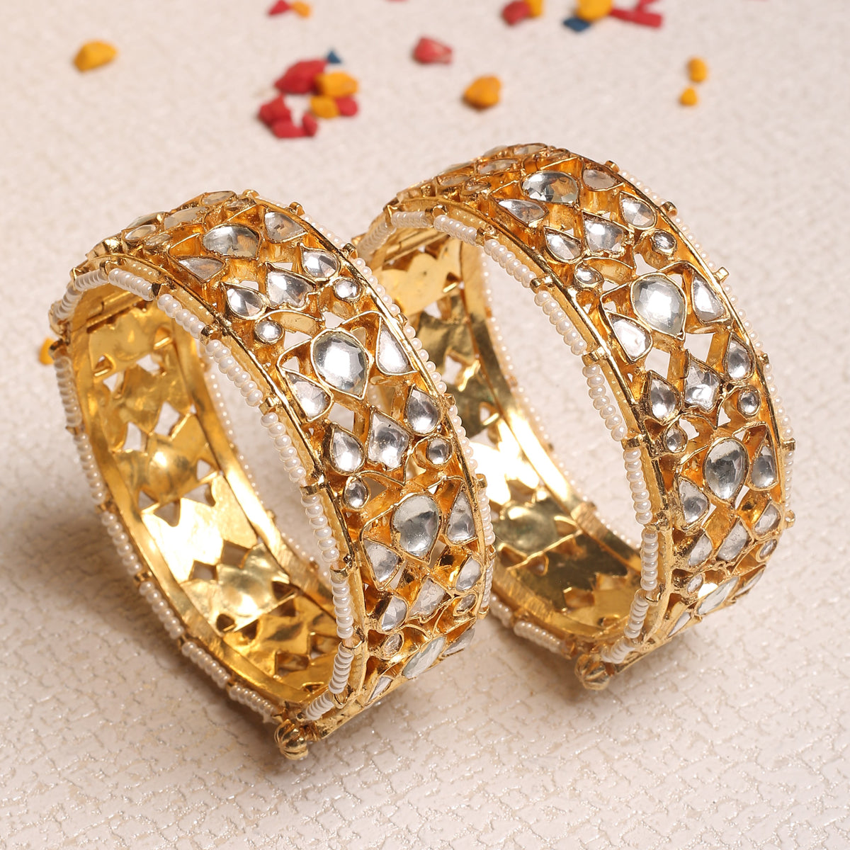 Malisa Gold Plated Kundan Bangles