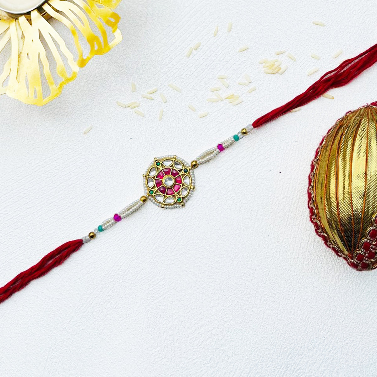 Sadanam Gold Plated Kundan Rakhi