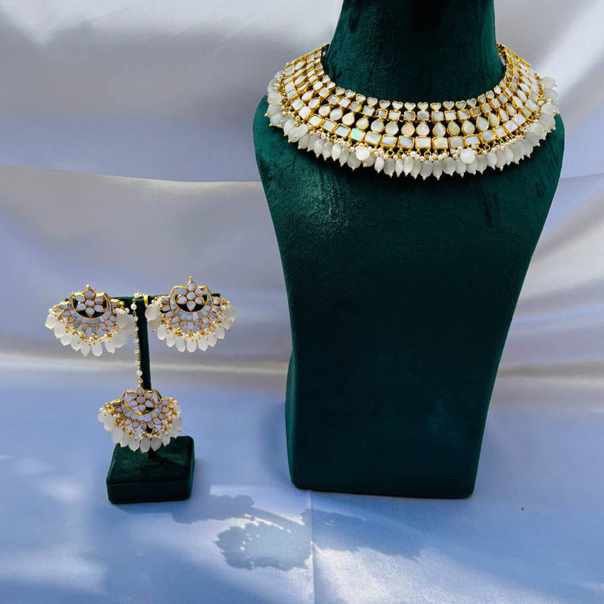 Fiza Mother of Pearl Necklace Set with Tika