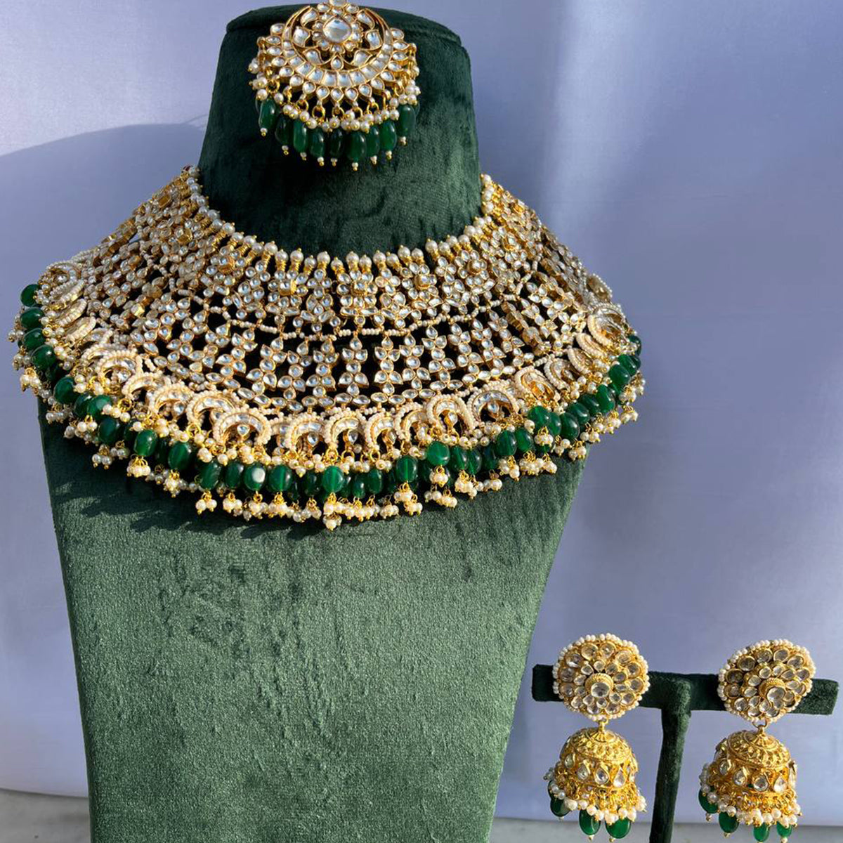 Nescion Surajmukhi Kundan Bridal Set with Tika