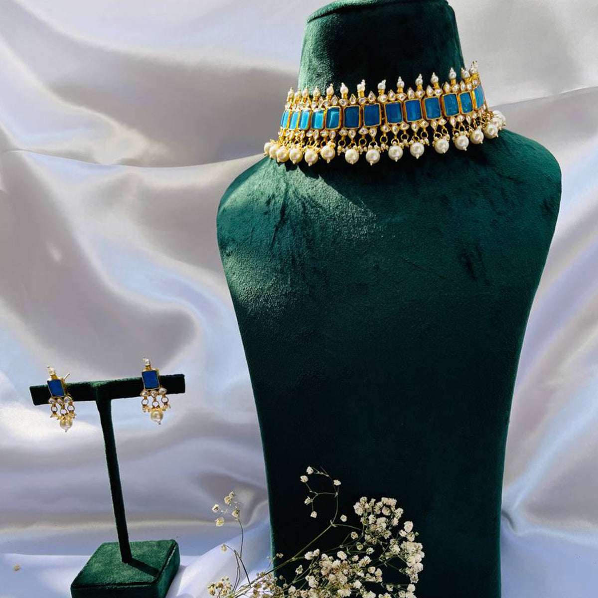 Suyasha Blue Kundan Choker Set