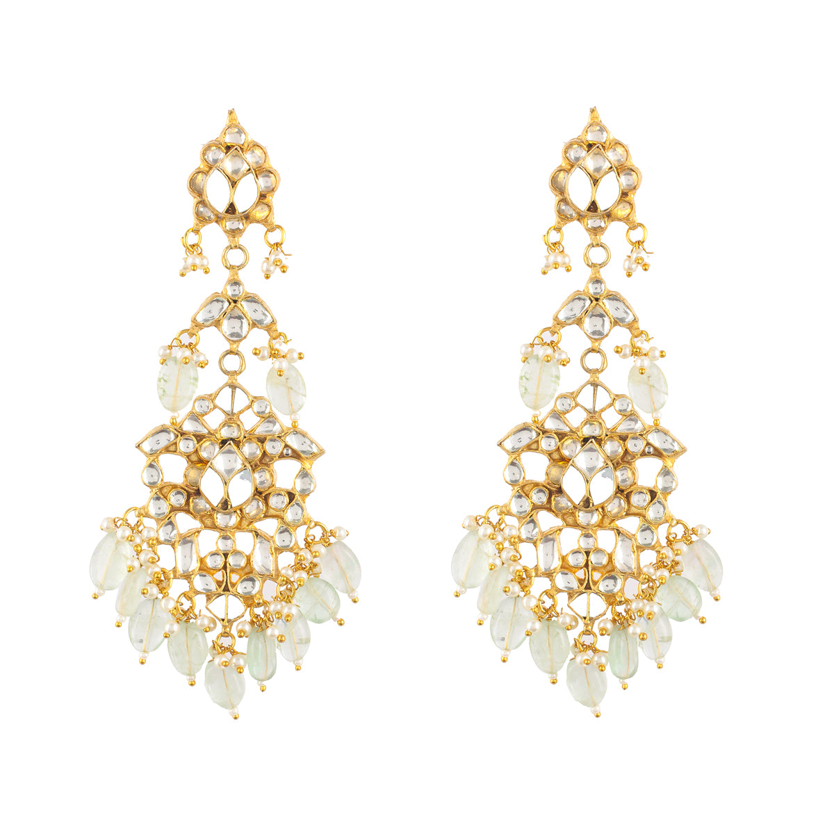 SJN023- White Colour Gold Plated Jadau Kundan Choker Set with Earrings