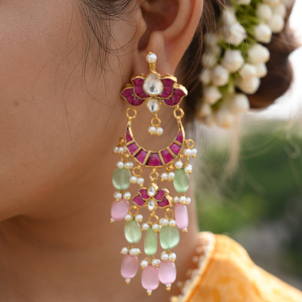 Rigved Pink Lotus Earrings