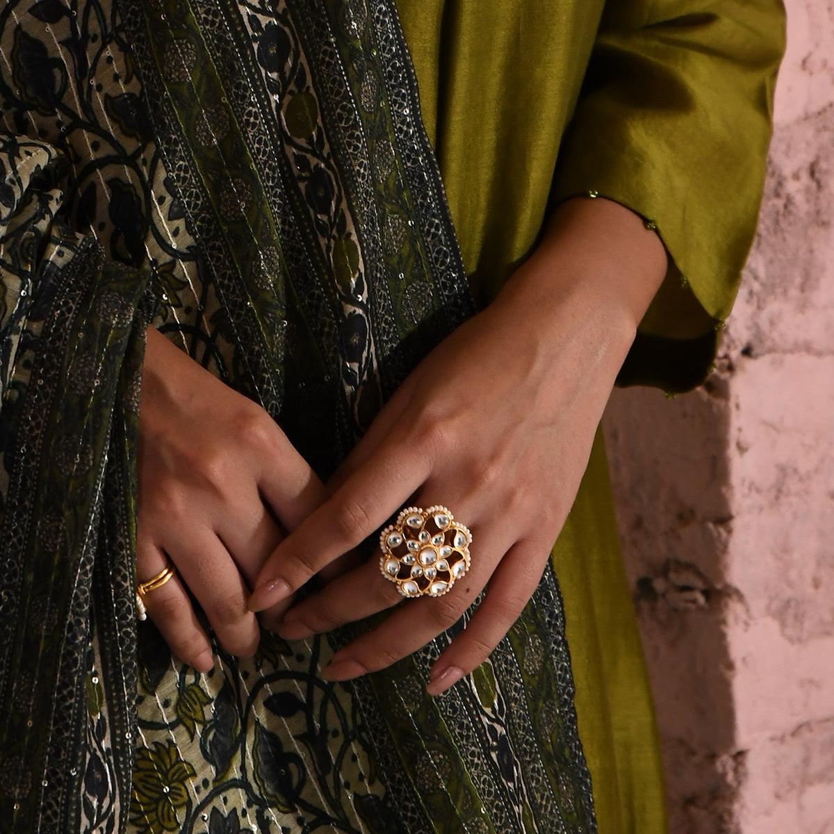 Konyak Pushp Jadau Kundan Ring