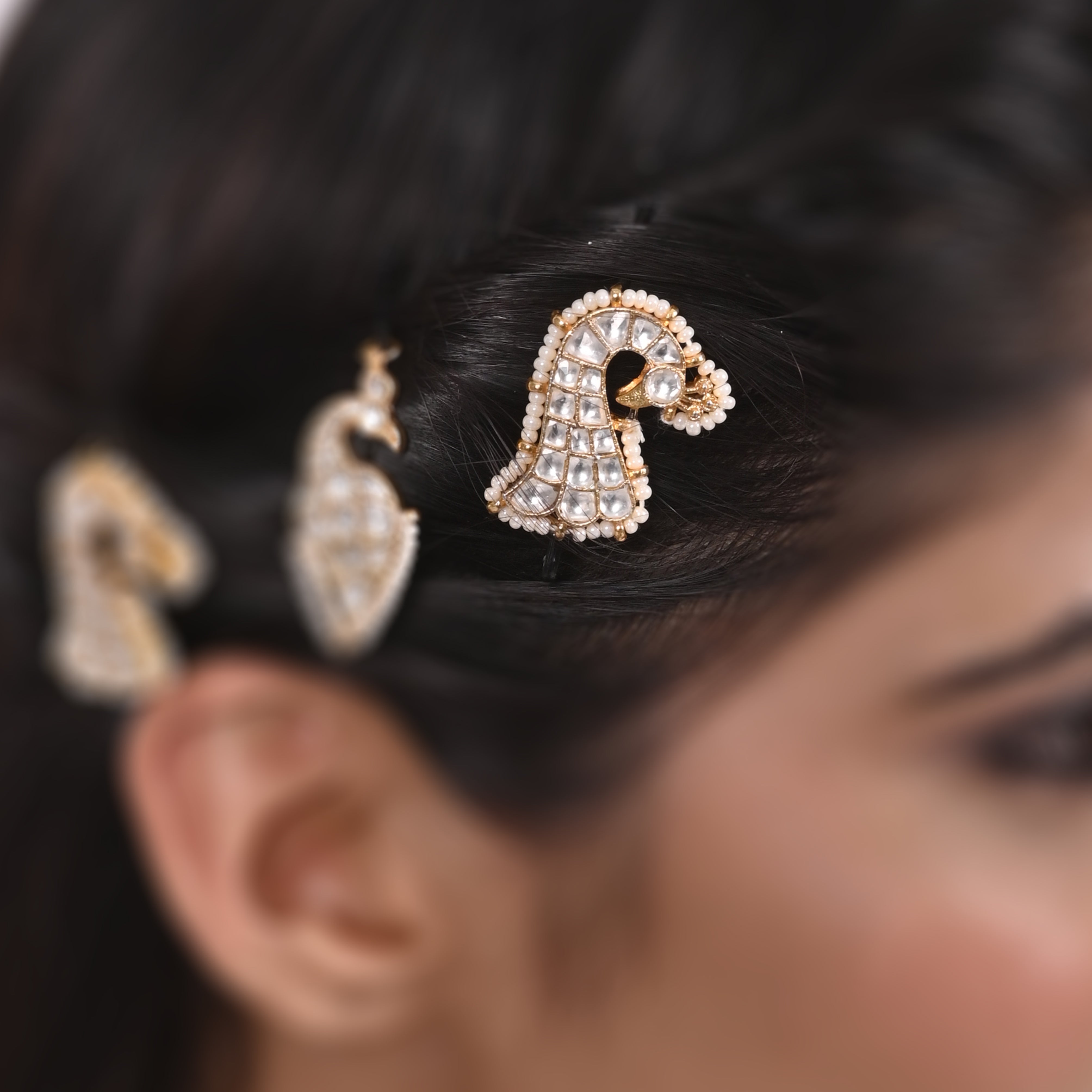 Nish Kundan Barrettes Hair Pins