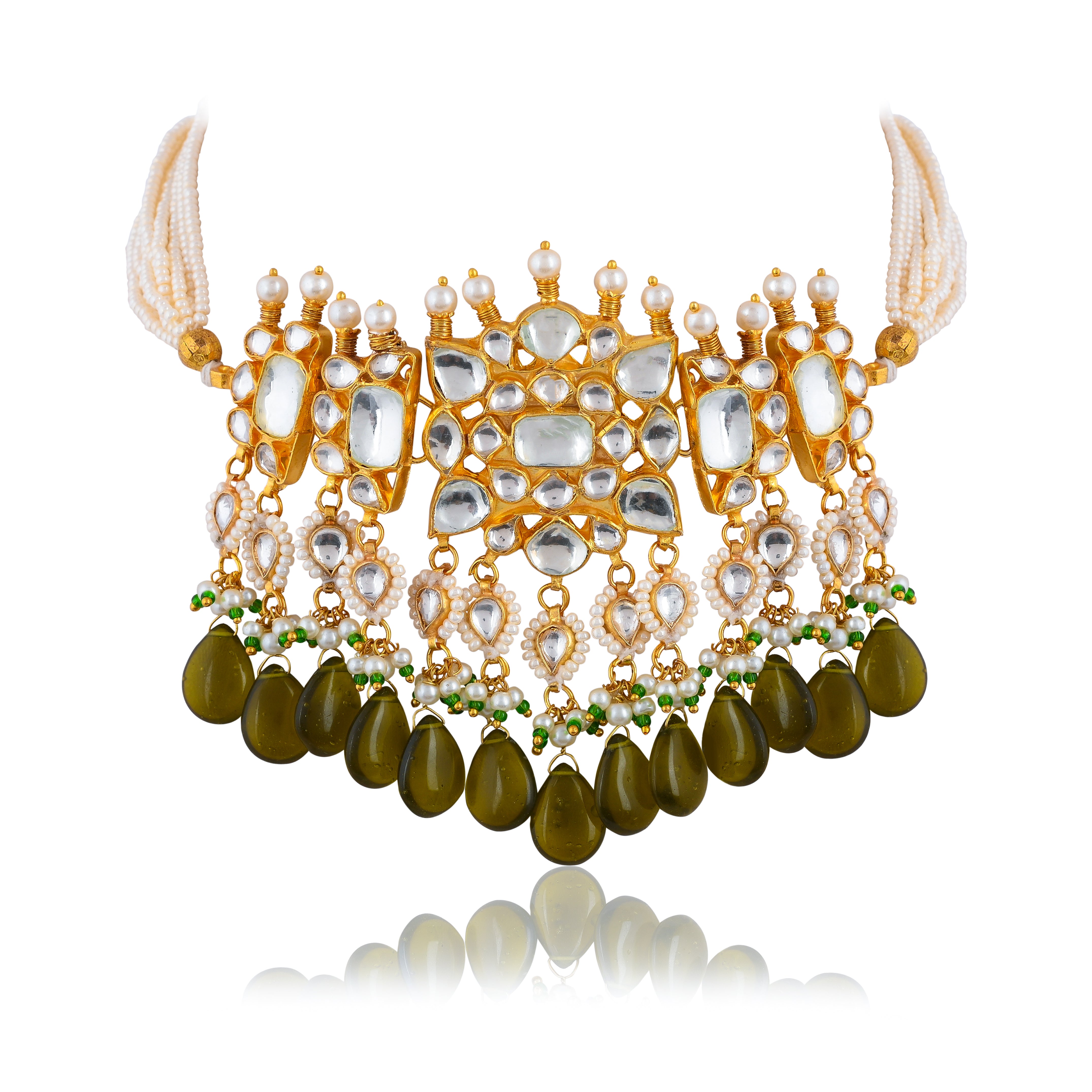 Zifafi Kundan Green Choker Set